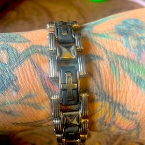 Silver and black men’s bracelet